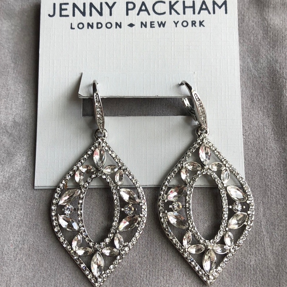 JENNY PACKMAN SILVER CRYSTAL CHANDELIER EARRINGS